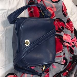 REAL coach black blue leather bag